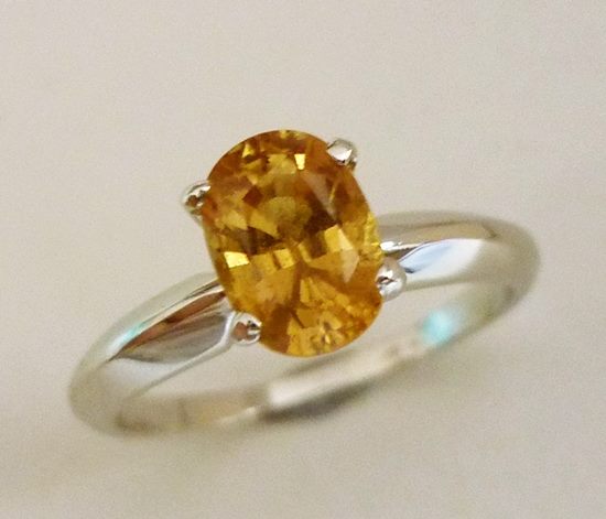 1.16CT UNHEATED YELLOW SAPPHIRE SOLITAIRE SOLID PLATINUM RING