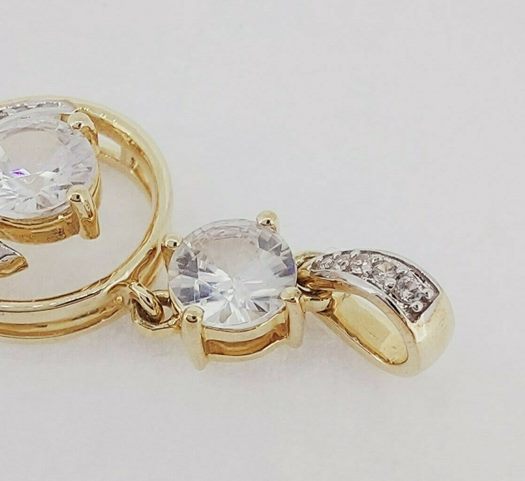 1.89 CT 眩しいホワイト ジルコン 9K ソリッド イエロー ゴールド ペンダント