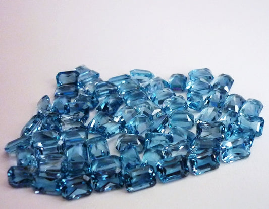 100CT+ BEAUTIFUL NATURAL SKY BLUE OCTAGON TOPAZ HUGE LOT 70pcs