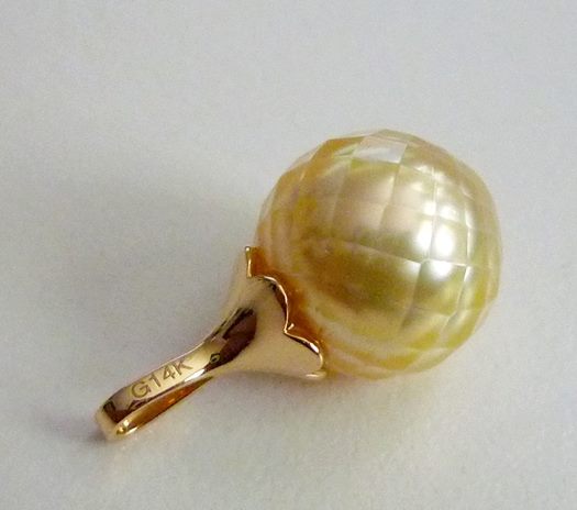 11.10MM GENUINE GOLDEN SOUTH SEA CUSTOM PEARL 14K SOLID YELLOW GOLD PENDANT