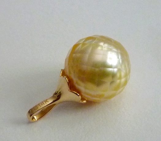 11.10MM GENUINE GOLDEN SOUTH SEA CUSTOM PEARL 14K SOLID YELLOW GOLD PENDANT