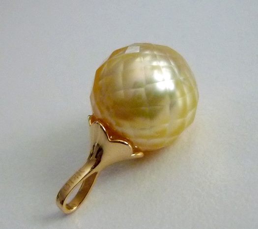 11.10MM GENUINE GOLDEN SOUTH SEA CUSTOM PEARL 14K SOLID YELLOW GOLD PENDANT