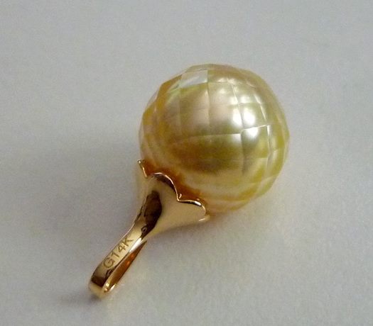 11.10MM GENUINE GOLDEN SOUTH SEA CUSTOM PEARL 14K SOLID YELLOW GOLD PENDANT