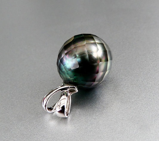 11.64CT GENUINE SOUTH SEA CUSTOM TAHITIAN PEARL 14K SOLID WHITE GOLD PENDANT