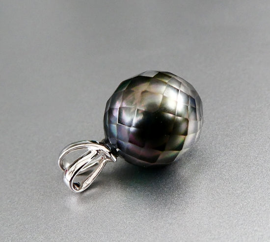 11.64CT GENUINE SOUTH SEA CUSTOM TAHITIAN PEARL 14K SOLID WHITE GOLD PENDANT