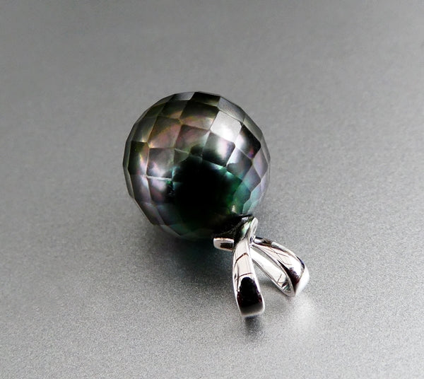 11.64CT GENUINE SOUTH SEA CUSTOM TAHITIAN PEARL 14K SOLID WHITE GOLD PENDANT