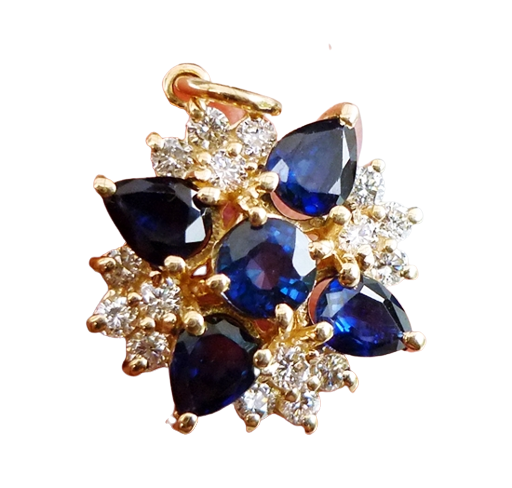 2.00CT BEAUTIFUL 100% NATURAL BLUE SAPPHIRE & 0.48CT DIAMOND 14K SOLID YELLOW GOLD PENDANT