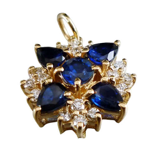 2.00CT BEAUTIFUL 100% NATURAL BLUE SAPPHIRE & 0.48CT DIAMOND 14K SOLID YELLOW GOLD PENDANT