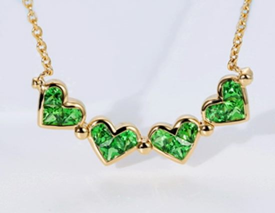 DESIGNER CUSTOM MADE CONVERTIBLE EMERALD 10K SOLID YELLOW GOLD PENDANT NECKLACE