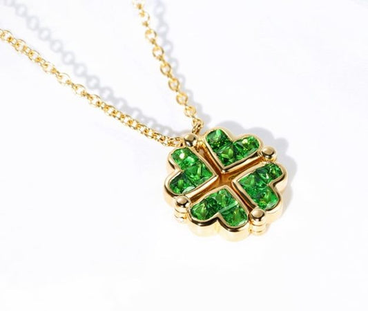 DESIGNER CUSTOM MADE CONVERTIBLE EMERALD 10K SOLID YELLOW GOLD PENDANT NECKLACE