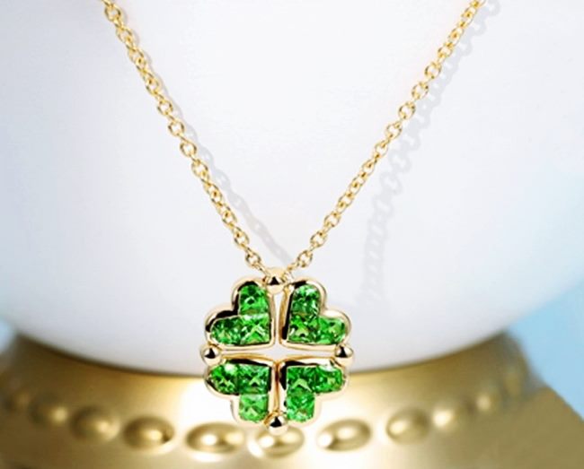 DESIGNER CUSTOM MADE CONVERTIBLE EMERALD 10K SOLID YELLOW GOLD PENDANT NECKLACE