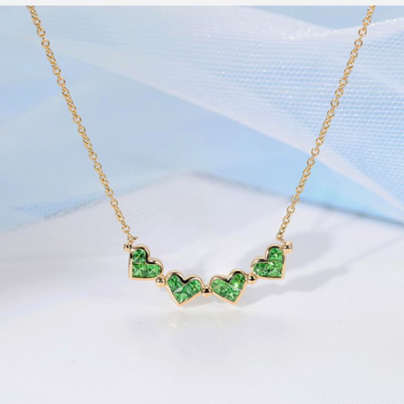 DESIGNER CUSTOM MADE CONVERTIBLE EMERALD 10K SOLID YELLOW GOLD PENDANT NECKLACE