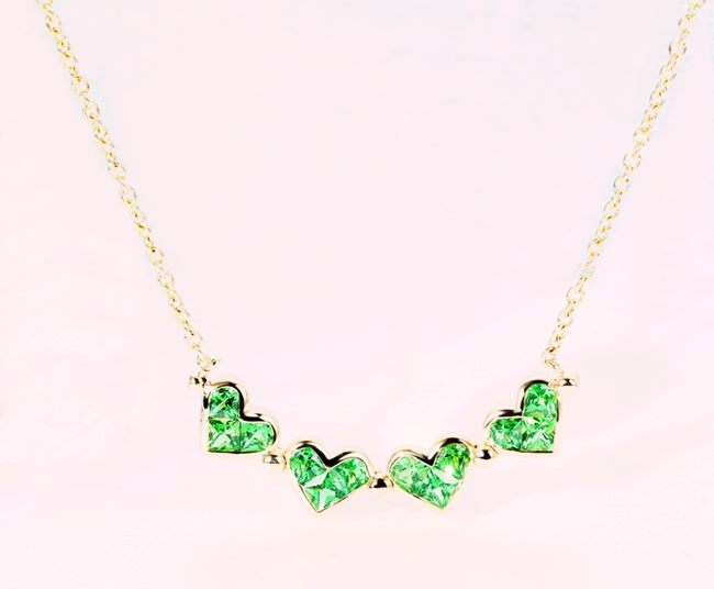 DESIGNER CUSTOM MADE CONVERTIBLE EMERALD 10K SOLID YELLOW GOLD PENDANT NECKLACE