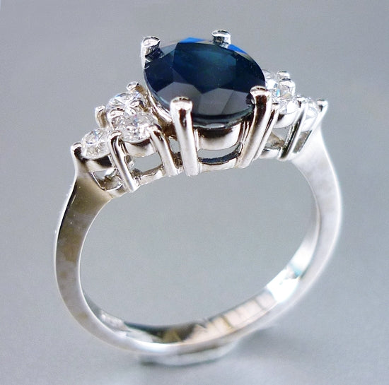 1.80CT CERTIFIED EXCELLENT 100% NATURAL BLUE SAPPHIRE & 0.36CT DIAMOND 14K SOLID WHITE GOLD RING $4400