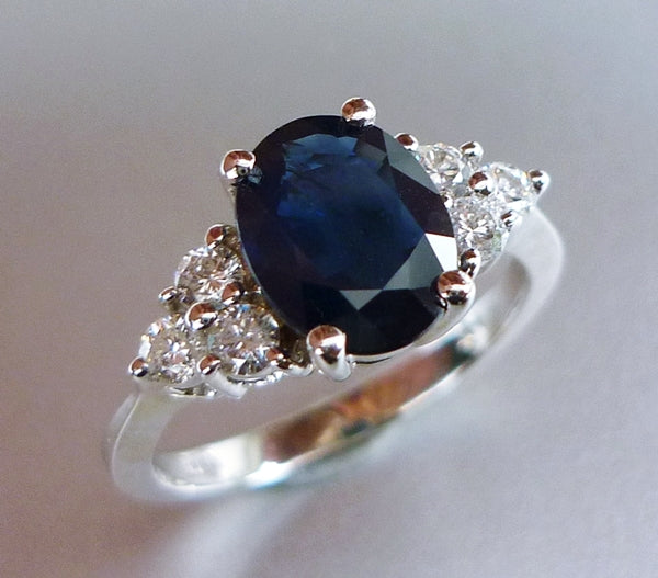 1.80CT CERTIFIED EXCELLENT 100% NATURAL BLUE SAPPHIRE & 0.36CT DIAMOND 14K SOLID WHITE GOLD RING $4400