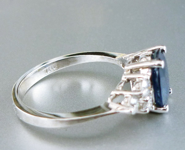 1.80CT CERTIFIED EXCELLENT 100% NATURAL BLUE SAPPHIRE & 0.36CT DIAMOND 14K SOLID WHITE GOLD RING $4400