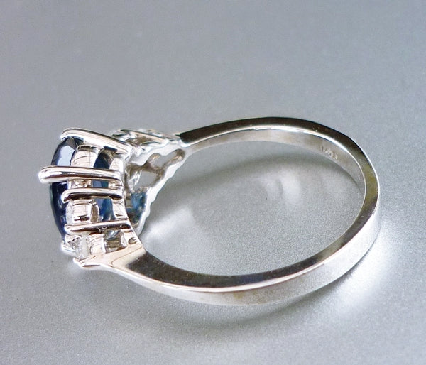 1.80CT CERTIFIED EXCELLENT 100% NATURAL BLUE SAPPHIRE & 0.36CT DIAMOND 14K SOLID WHITE GOLD RING $4400