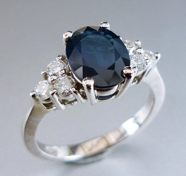 1.80CT CERTIFIED EXCELLENT 100% NATURAL BLUE SAPPHIRE & 0.36CT DIAMOND 14K SOLID WHITE GOLD RING $4400