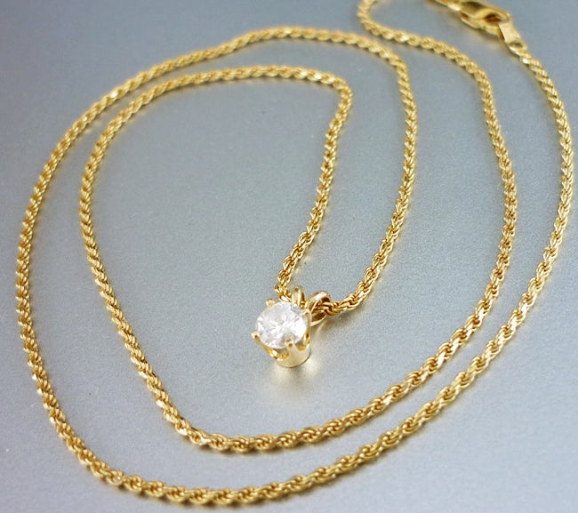 0.25CT GORGEOUS 100% NATURAL SOLITAIRE DIAMOND 14K SOLID YELLOW GOLD PENDANT NECKLACE