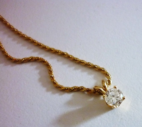 0.25CT GORGEOUS 100% NATURAL SOLITAIRE DIAMOND 14K SOLID YELLOW GOLD PENDANT NECKLACE