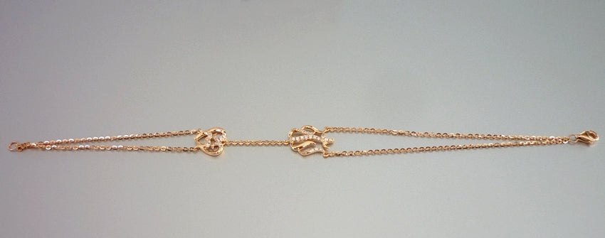 0.25CT BEAUTIFUL "ALLAH" 100% NATURAL DIAMOND CLUSTER 18K SOLID ROSE GOLD BRACELET 3.55grams