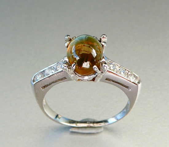 2.10CT EXCELLENT 100% NATURAL CHRYSBERYL CAT'S EYE & 0.25CT DIAMONDS SOLID PLATINUM RING