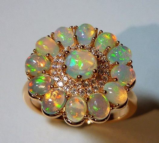 19.60CT GORGEOUS RAINBOW CRYSTAL OPAL 925 STERLING SILVER RING