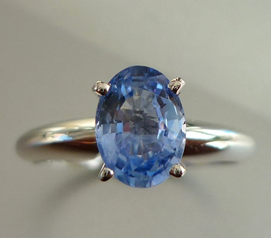 1.41CT EXCELLENT 100% NATURAL CEYLON BLUE SAPPHIRE SOLITAIRE SOLID PLATINUM RING