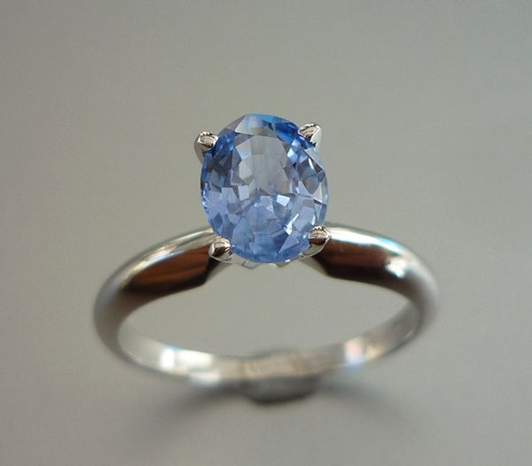 1.41CT EXCELLENT 100% NATURAL CEYLON BLUE SAPPHIRE SOLITAIRE SOLID PLATINUM RING