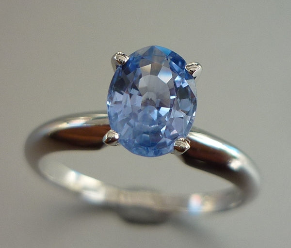 1.41CT EXCELLENT 100% NATURAL CEYLON BLUE SAPPHIRE SOLITAIRE SOLID PLATINUM RING