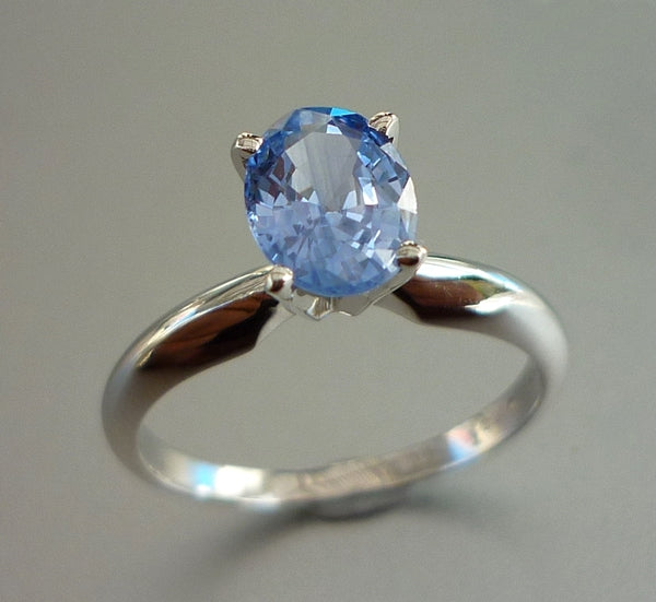 1.41CT EXCELLENT 100% NATURAL CEYLON BLUE SAPPHIRE SOLITAIRE SOLID PLATINUM RING