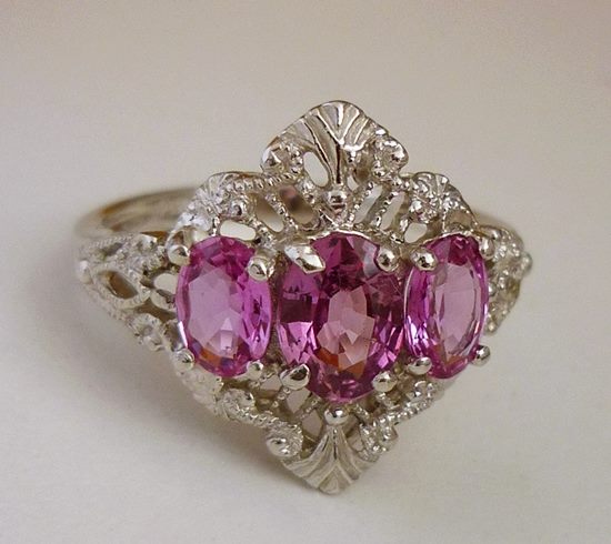 2.21CT BEAUTIFUL PINK SAPPHIRE CROWN TRILOGY SOLID PLATINUM RING