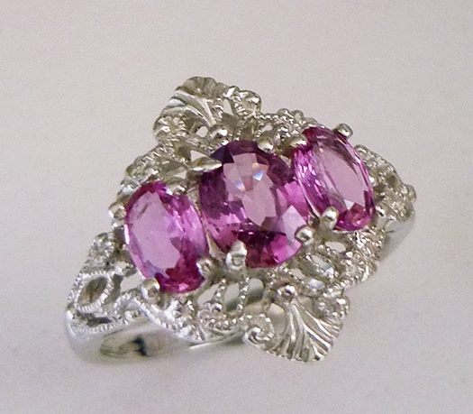 2.21CT BEAUTIFUL PINK SAPPHIRE CROWN TRILOGY SOLID PLATINUM RING