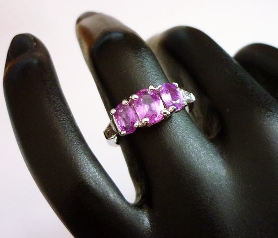 2.07CT CERTIFIED BEAUTY NATURAL PINK SAPPHIRE DIAMOND SOLID PLATINUM RING $5800