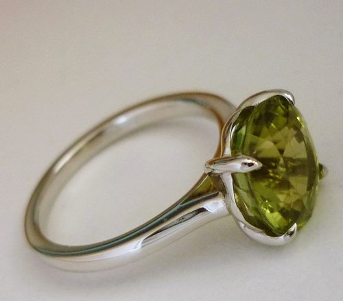 2.59CT CERTIFIED NATURAL YELLOW GREEN TOURMALINE SOLITAIRE SOLID PLATINUM RING