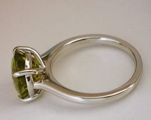 2.59CT CERTIFIED NATURAL YELLOW GREEN TOURMALINE SOLITAIRE SOLID PLATINUM RING