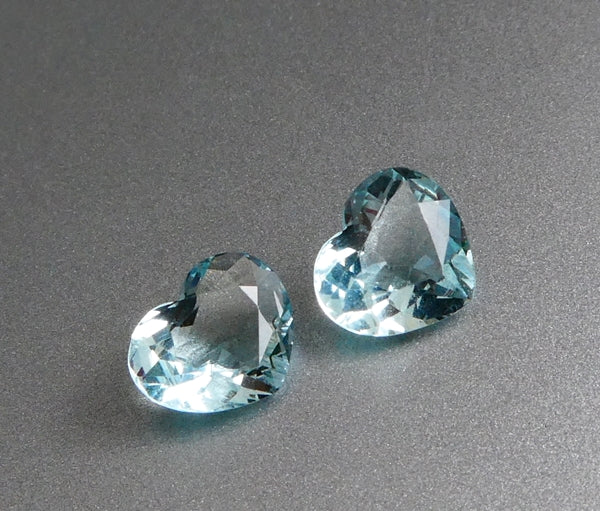 2.59CT EXCELLENT HEART CUT SANTAMARIA BLUE 100% NATURAL AQUAMARINE PAIR