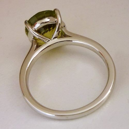 2.59CT CERTIFIED NATURAL YELLOW GREEN TOURMALINE SOLITAIRE SOLID PLATINUM RING