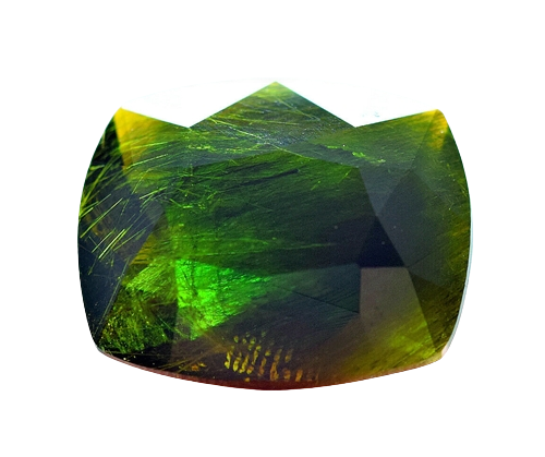 2.60CT  RARE COLLECTORS STONE WITH RUTILE NEEDLES DARK GREEN EPIDOTE