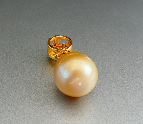 21.20CT GORGEOUS GENUINE CULTURED GOLDEN SOUTH SEA DROP PEARL 925 SILVER PENDANT