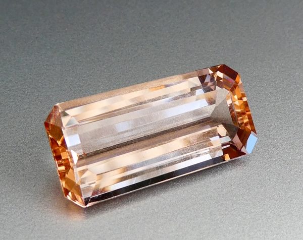 22.87CT CERTIFIED UNHEATED HUGE EMERALD CUT 100% NATURAL PEACH PINK MORGANITE