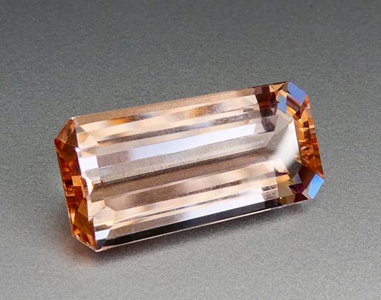 22.87CT CERTIFIED UNHEATED HUGE EMERALD CUT 100% NATURAL PEACH PINK MORGANITE