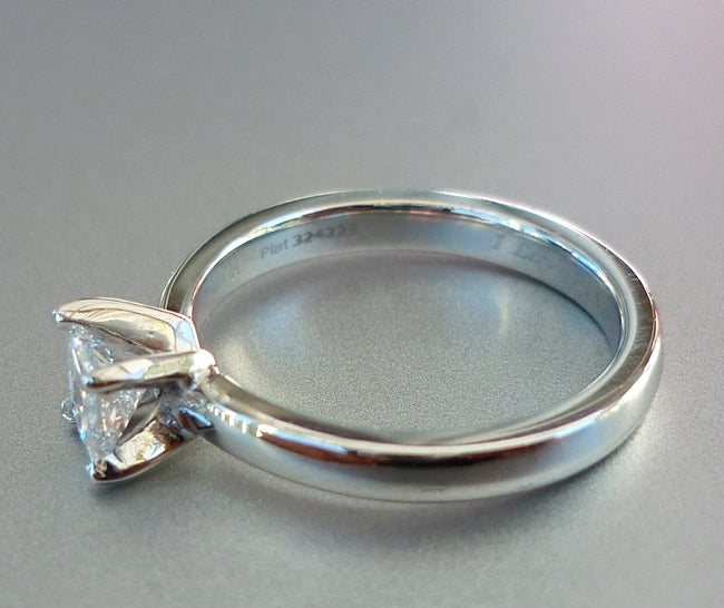 0.40CT EXCELLENT DAZZLING 100% NATURAL SOLITAIRE PRINCESS DIAMOND SOLID PLATINUM RING 4.86gr