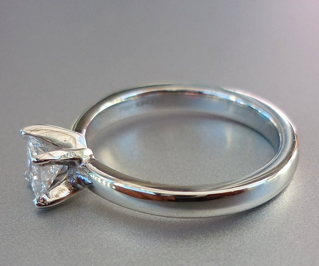 0.40CT EXCELLENT DAZZLING 100% NATURAL SOLITAIRE PRINCESS DIAMOND SOLID PLATINUM RING 4.86gr