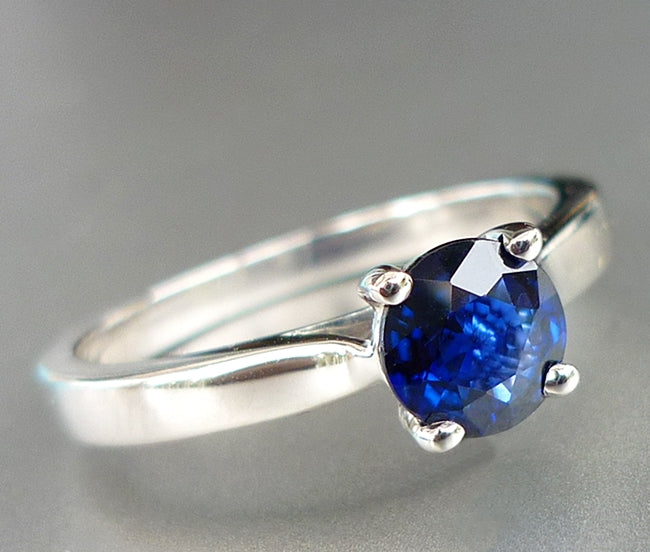 VERY BEAUTIFUL 100% NATURAL BLUE SAPPHIRE SOLITAIRE SOLID PLATINUM RING