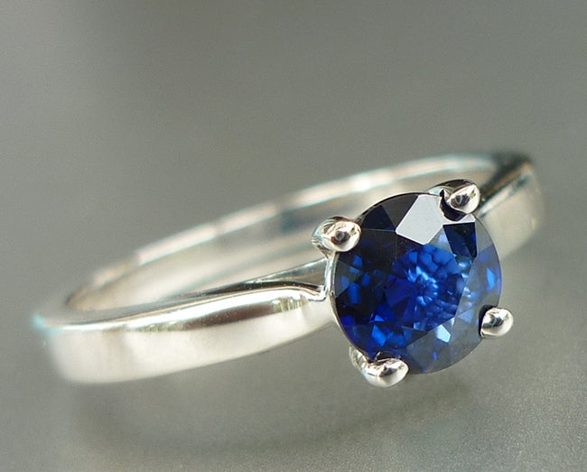 VERY BEAUTIFUL 100% NATURAL BLUE SAPPHIRE SOLITAIRE SOLID PLATINUM RING