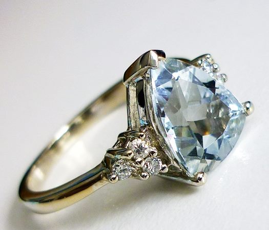 3.43CT CERTIFIED EXCELLENT 100% NATURAL AQUAMARINE & DIAMOND 14K SOLID WHITE GOLD RING $2700