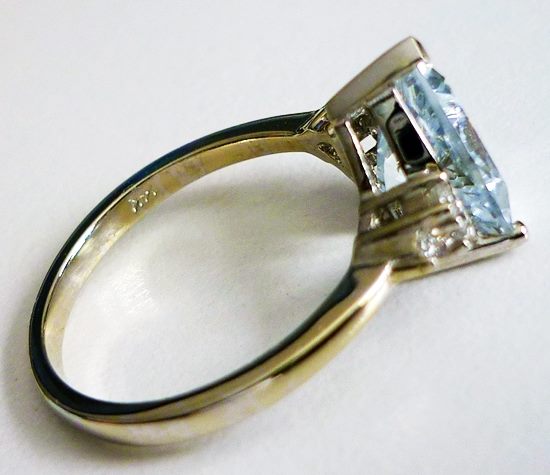 3.43CT CERTIFIED EXCELLENT 100% NATURAL AQUAMARINE & DIAMOND 14K SOLID WHITE GOLD RING $2700