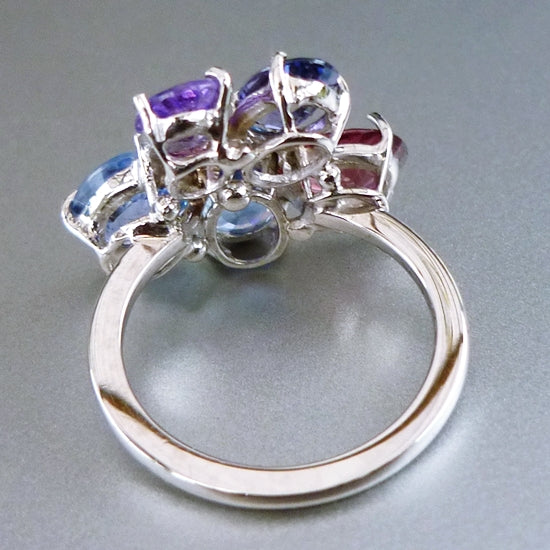 5.76CT CERTIFIED UNIQUE 100% NATURAL MULTI-COLOUR SAPPHIRE SOLID PLATINUM RING $6250