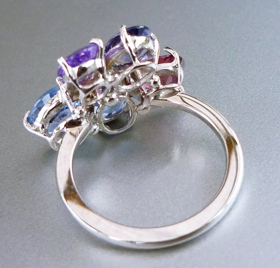 5.76CT CERTIFIED UNIQUE 100% NATURAL MULTI-COLOUR SAPPHIRE SOLID PLATINUM RING $6250